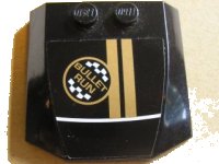 LEGO onderdeel Wedge 4 x 4 x 2/3 Triple Curved with 'BULLET RUN' and Two Gold Stripes Pattern (Sticker) - Set 8147 45677pb032