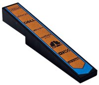 LEGO onderdeel Slope 10 6 x 1 with Orange and Dark Azure Pointed Stripe and 'Hilton', 'alteryx', 'DELL', 'vmware', 'webex', 'CNBC', 'OKX' and 'PIRELLI' Logos Pattern 4569pb001