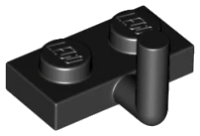 Plate, Modified 1 x 2 with Bar Arm Up (Horizontal Arm 5mm) in schwarz, LEGO Teilenummer 4623b