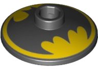 LEGO onderdeel Dish 2 x 2 Inverted (Radar) with Black Batman Logo on Yellow Background Pattern (4740pb018)