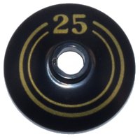 LEGO onderdeel Dish 2 x 2 Inverted (Radar) with Gold Circles and Number 25 Pattern 4740pb024