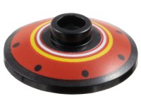 LEGO onderdeel Dish 2 x 2 Inverted (Radar) with Black Dots and White and Yellow Rings on Red Background Pattern 4740pb031