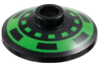 LEGO onderdeel Dish 2 x 2 Inverted (Radar) with Bright Green Dotted Circle and Thick Outer Ring with Black Dashes Pattern 4740pb036