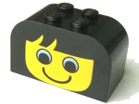LEGO onderdeel Slope, Curved 4 x 2 x 2 Double with 4 Studs with Yellow Face with Eyes and Smile Pattern 4744px9