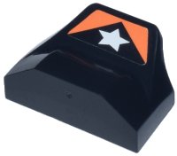 LEGO part Slope, Curved 1 x 2 x 2/3 Wing End with White Star and Orange Pattern (Sticker) - Set 8661 47458pb01