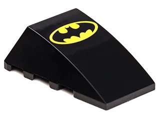 LEGO part Wedge 4 x 4 Triple Curved No Studs with Large Batman Logo Pattern (Printed) (47753pb047)