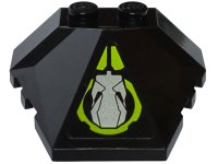 LEGO part Wedge 4 x 4 x 1 1/3 Pyramid Center with Lime Circle and Silver Robot Head Pattern (Sticker) - Set 8104 47757pb10