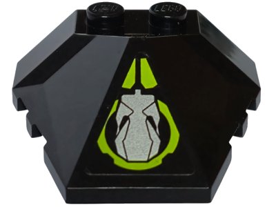 LEGO part Wedge 4 x 4 x 1 1/3 Pyramid Center with Lime Circle and Silver Robot Head Pattern (Sticker) - Set 8104 (47757pb10)
