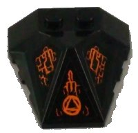 LEGO part Wedge 4 x 4 x 1 1/3 Pyramid Center with Orange Lines and Atlantis Key Symbol Pattern (Stickers) - Set 8056 47757pb11