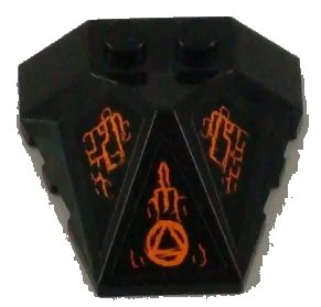 LEGO onderdeel Wedge 4 x 4 x 1 1/3 Pyramid Center with Orange Lines and Atlantis Key Symbol Pattern (Stickers) - Set 8056 (47757pb11)