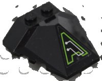 LEGO part Wedge 4 x 4 x 1 1/3 Pyramid Center with Lime and Silver Exo-Force Circuitry Pattern Model Left Side (Sticker) - Sets 7709 / 7713 47757pb20l