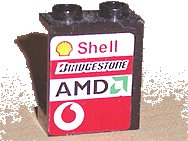 LEGO part Panel 1 x 2 x 2 - Hollow Studs with Shell, Bridgestone, AMD and Vodafone Logo on Left Pattern (Sticker) - Sets 8362 / 8375 / 8654 (4864bpb030L)