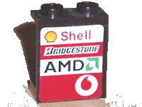 LEGO onderdeel Panel 1 x 2 x 2 - Hollow Studs with Shell, Bridgestone, AMD and Vodafone Logo on Right Pattern (Sticker) - Sets 8362 / 8375 / 8654 4864bpb030R