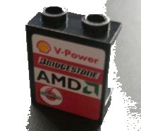 LEGO onderdeel Panel 1 x 2 x 2 - Hollow Studs with Shell, AMD and Vodafone Logo on Left Pattern (Sticker) - Sets 8672 / 8673 4864bpb031L