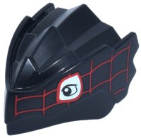 LEGO onderdeel Dragon Head (Ninjago) with Stepped Top and Pin Hole on Back with White Eyes and Red Webbing Pattern 4921pb05