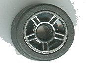 LEGO onderdeel Wheel 11mm D. x 6mm with 5 Spokes with Silver Outline Pattern with Black Tire 14mm D. x 6mm Solid Smooth (50944pb01 / 50945) (50944pb01c01)