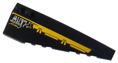LEGO part Wedge 10 x 3 Right with Yellow Bar and Silver '8107' Pattern (Sticker) - Set 8107 (50956pb005)