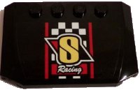 LEGO onderdeel Wedge 4 x 6 x 2/3 Triple Curved with 'S Racing' and Black and White Checkered Pattern (Sticker) - Set 60084 52031pb087