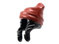 LEGO part Minifigure, Hair Combo, Hair with Hat, 2 Braids over Shoulders with Molded Dark Red Beanie Pattern 52686pb04