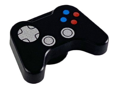 LEGO part Minifigure, Utensil Video Game Controller with Silver Directional Pad and Thumbsticks, Blue and Red Buttons Pattern (53118pb01)