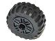 LEGO onderdeel Wheel 18mm D. x 14mm with Pin Hole, Fake Bolts and Shallow Spokes with Black Tire 30.4 x 14 Offset Tread - Band Around Center of Tread (55981 / 92402) 55981c05