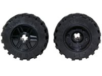 LEGO onderdeel Wheel 18mm D. x 14mm with Axle Hole, Fake Bolts and Shallow Spokes with Black Tire 30.4 x 14 Offset Tread Band Around Center of Tread (55982 / 92402) 55982c05