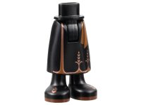 LEGO part Mini Doll Hips and Skirt Long, Medium Orange Sash and Copper Grain, Black Boots with Dark Orange Soles Pattern - Thick Hinge 59595c00pb02