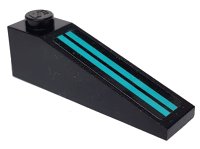 LEGO onderdeel Slope 18 4 x 1 with Two Medium Azure Stripes on Black Background Pattern (Sticker) - Set 76898 60477pb013