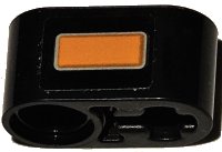 LEGO onderdeel Technic, Liftarm Thick 1 x 2 - Axle Hole with Orange Blinker Light with Silver Outline Pattern (Sticker) - Set 42111 60483pb011
