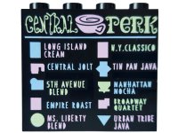 LEGO onderdeel Panel 1 x 4 x 3 with Side Supports - Hollow Studs with 'CENTRAL PERK' Coffee Menu Pattern 60581pb127