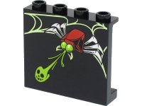 LEGO onderdeel Panel 1 x 4 x 3 with Side Supports - Hollow Studs with Yellowish Green Web, Lime Skull and Red Spider with Silver Legs Pattern 60581pb199