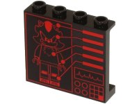 LEGO onderdeel Panel 1 x 4 x 3 with Side Supports - Hollow Studs with Red Shadow the Hedgehog Minifigure Diagram, Graph, Circles and Keypad Pattern 60581pb226