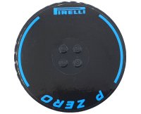 LEGO part Tile, Round 8 x 8 with 4 Studs in Center with Blue Curved Stripes, 'PIRELLI' and 'P ZERO' Pattern (Sticker) - Set 42141 (First Version) 6177pb019a