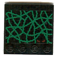 LEGO onderdeel Tile, Modified 4 x 4 with Studs on Edge with Green Vines and Red Eyes Pattern (Sticker) - Set 4766 6179pb002