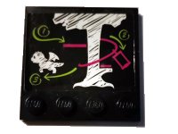LEGO part Tile, Modified 4 x 4 with Studs on Edge with Chalk Board and White Tree and Dragon Pattern (Sticker) - Set 41173 6179pb191