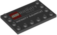 LEGO onderdeel Tile, Modified 4 x 6 with Studs on Edges with 'THE INFINITY SAGA' and 'INFINITY GAUNTLET' Pattern 6180pb145