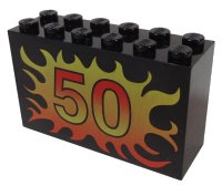 LEGO onderdeel Brick 2 x 6 x 3 with Flame 50 Pattern 6213pb09