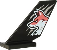 LEGO part Tail Shuttle with Coral and White Fox Head over Silver Scratches Pattern on Both Sides 6239pb091