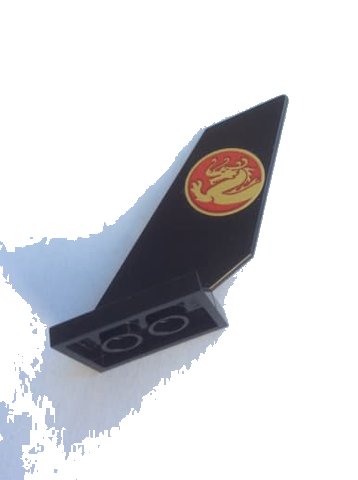 LEGO part Tail Shuttle with Gold Dragon on Red Background Pattern on Both Sides (Stickers) - Set 70650 (6239pb099)