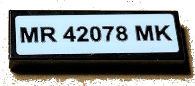 LEGO part Tile 1 x 3 with 'MR 42078 MK' Pattern (Sticker) - Set 42078 (63864pb123)