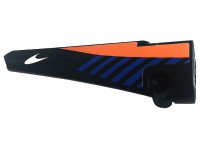LEGO part Technic, Panel Fairing # 5 Long Smooth, Side A with Blue Diagonal Stripes, Orange Panel and White McLaren Logo Pattern (Sticker) - Set 42141 64681pb057