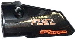 LEGO part Technic, Panel Fairing # 3 Small Smooth Long, Side A with 'action FUEL', 'air/geer' and Chrome Stripes Pattern (Sticker) - Set 42026 (64683pb008)