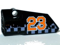 LEGO onderdeel Technic, Panel Fairing # 3 Small Smooth Long, Side A with Orange '23' on Gray Checkered Background Pattern (Sticker) - Set 42002 64683pb032