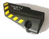 LEGO onderdeel Technic, Panel Fairing # 3 Small Smooth Long, Side A with '4X4 8CYL' and Black and Yellow Danger Stripes Pattern (Sticker) - Set 42082 64683pb048