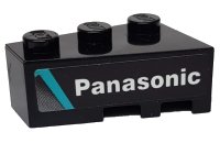 LEGO onderdeel Wedge 3 x 2 Left with Medium Azure Stripe and White 'Panasonic' on Black Background Pattern (Sticker) - Set 76898 6565pb22