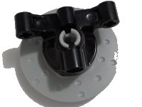 LEGO onderdeel Technic, Steering Axle with 2 Pin Holes and 2 Arms with Axle Holes without Slots (Reinforced) with Light Bluish Gray Wheel Hub 3 Pin Holes Round (65766 / 35189) 65766c03