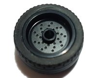 LEGO part Wheel 18mm D. x 12mm with Pin Hole and Stud, Dotted Brake Rotor Lines with Black Tire 24 x 12 Low (66727 / 18977) 66727c01