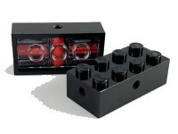 LEGO onderdeel Brick, Modified 2 x 4 with Wheels Holder, Trans-Clear Bottom 7049c02