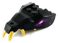 LEGO part Dragon Head (Ninjago) Jaw with 2 Bar Handles on Back with Molded Gold Teeth, Magenta and Dark Purple Eyes and Scales Pattern 72224pb02