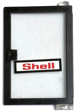 LEGO part Door 1 x 4 x 5 Right with Trans-Clear Glass and 'Shell' Pattern (Sticker) - Set 6371 (73435c01pb03)